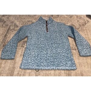 True Grit Fleece Youth Sz Medium Pullover 1/4 Zip Bluish Green